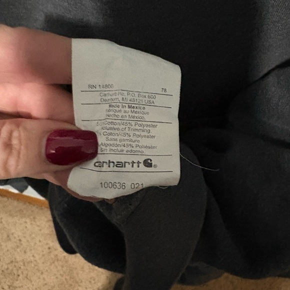 Carhartt Charcoal Hoodie with Logo Sleeve - Picture 3 of 3